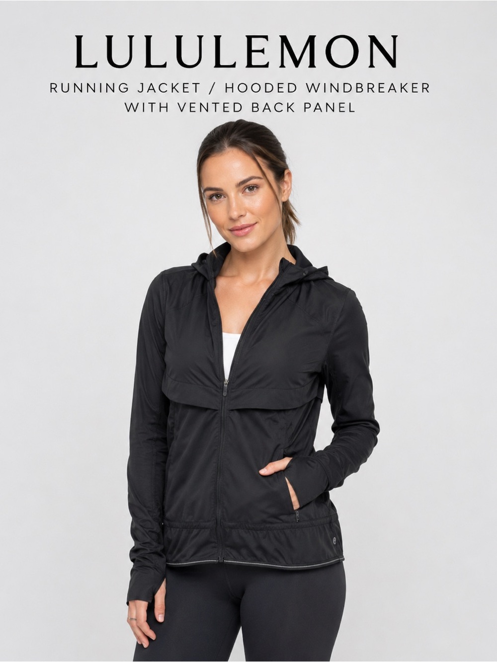 Lululemon Hooded Running Jacket Vented Mesh Windbreaker Black